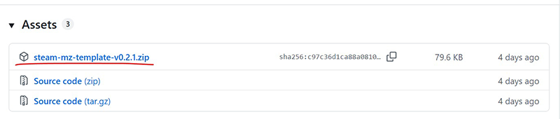 リリース内のAssetsのスクリーンショット